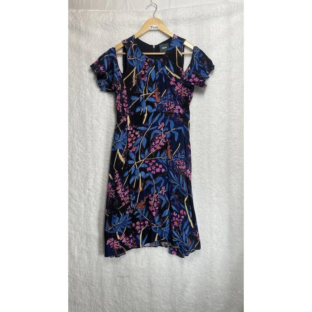 Anthropologie Maeve Elia Bold Multicolor Floral Cold Shoulder‎ Dress Size 6